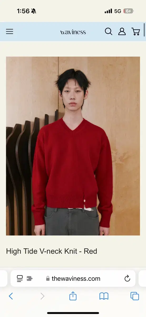 웨이비니스 High Tide V-neck Knit - Red [1]